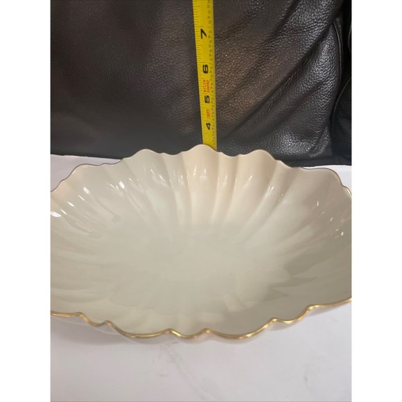 11” Lenox SYMPHONY Oval Footed Serving Dish Bowl Centerpiece Scalloped Fluted - Picture 5 of 6
